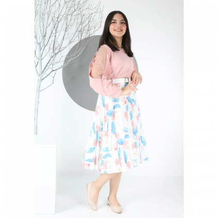 Rochie cu maneca lunga pentru fete Sevval 17323-8, Roz [4]