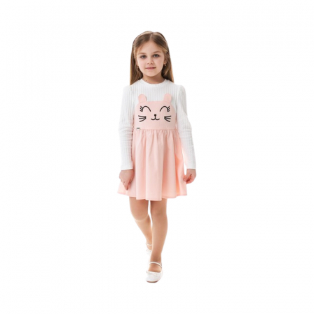 Îmbrăcăminte fete - Rochie cu mânecă lungă pentru fete, Suzie DR097, Coral
