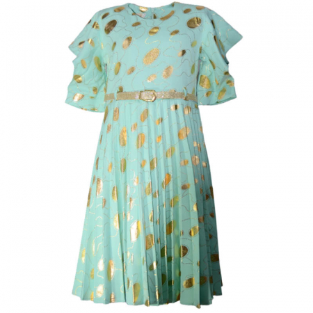 Îmbrăcăminte fete - Rochie cu maneca scurta pentru fete Sevval 17323-5, Verde
