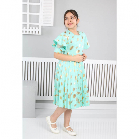 Rochie cu maneca scurta pentru fete Sevval 17323-5, Verde [4]