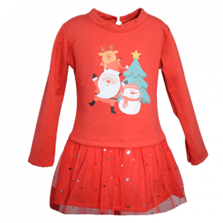 Îmbrăcăminte fete - Rochie eleganta captusita de Craciun pentru fete Moda 2052-RO, Rosu