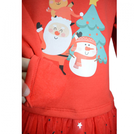 Rochie eleganta captusita de Craciun pentru fete Moda 2052-RO, Rosu [2]