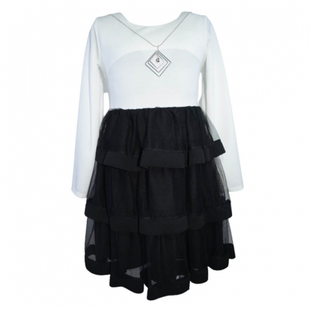 Rochite fete - Rochie eleganta cu lantisor pentru fete JDJ N399-A, Alb