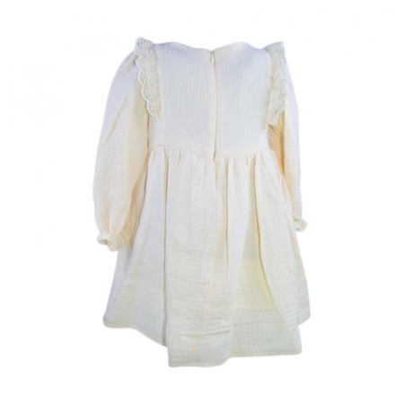 Rochie eleganta cu maneca lunga pentru fete, Mini Junior W1075, Crem [2]