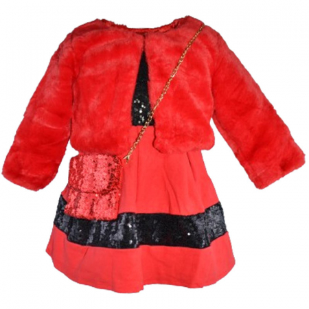 Rochite fete - Set 4 piese rochie eleganta pentru fete New Collection RC091223, Rosu