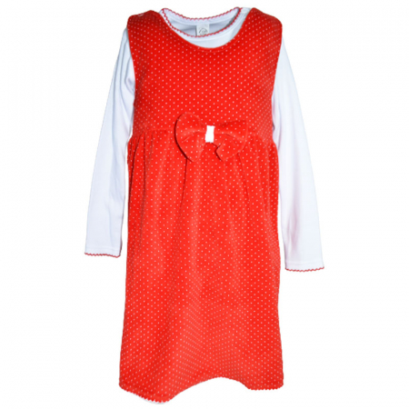 Rochite fete - Set rochie si bluza cu maneca lunga pentru fete SNAKE 081123-16, Rosu