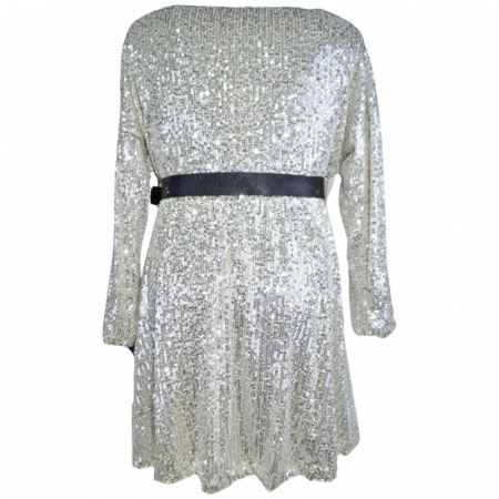 Rochie eleganta cu maneca lunga si paiete pentru fete New Collection 9292-A, Auriu [1]