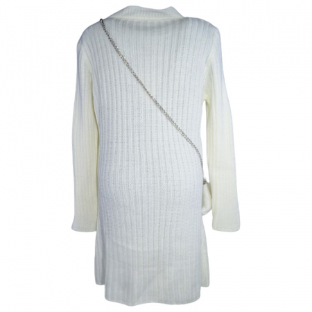 Set rochie eleganta tricotata cu maneca lunga si geanta pentru fete JDJ 2328, Crem [1]