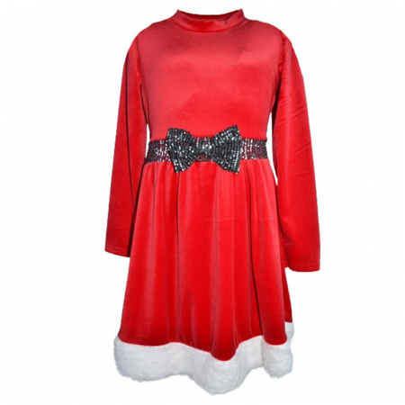 Îmbrăcăminte fete - Rochie eleganta din catifea cu maneca lunga de Craciun pentru fete Lucky Girl 6816, Rosu