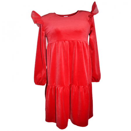 Îmbrăcăminte fete - Rochie eleganta din catifea cu maneca lunga pentru fete Madii 101123-8, Rosu