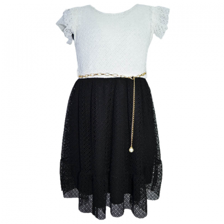 Îmbrăcăminte fete - Rochie eleganta cu maneca scurta pentru fete JDJ 270323-36, Negru