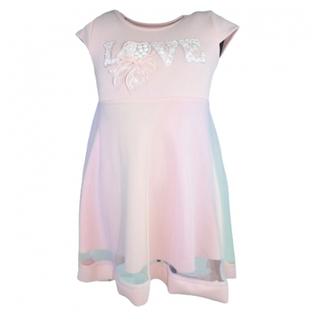 Îmbrăcăminte fete - Rochie eleganta cu maneca scurta pentru fete Mini Junior R290524, Roz