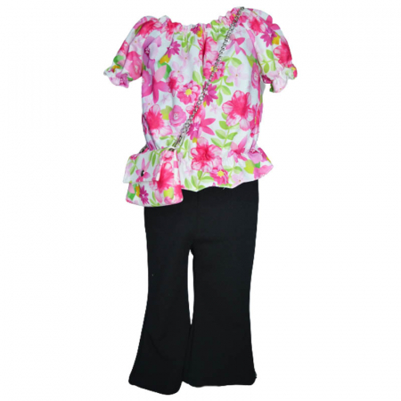 Compleuri fete de vara - Compleu elegant de vara din 3 piese pentru fete Lucky Girl 270323-17, Multicolor