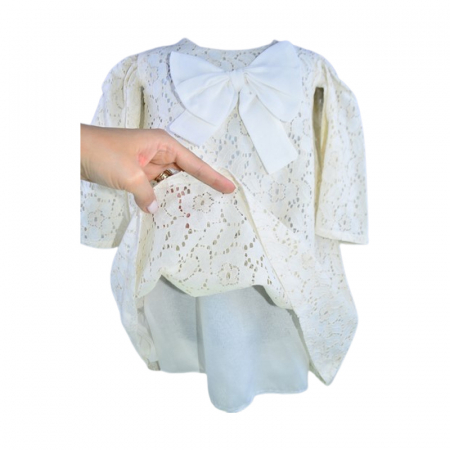 Rochie eleganta cu maneca scurta pentru fete, Mini Junior 11211C-2, Crem [5]