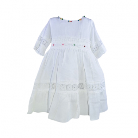 Îmbrăcăminte fete - Rochie eleganta cu maneca scurta pentru fete, Blueberry's 5804, Alb