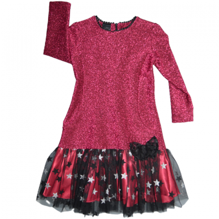 Îmbrăcăminte fete - Rochie eleganta cu maneca lunga pentru fete Umbo UM4635, Visiniu