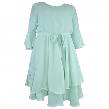 Îmbrăcăminte fete - Rochie eleganta cu maneca scurta pentru fete Mini Junior R290524-6, Turcoaz