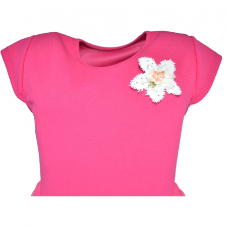 Rochie eleganta cu maneca scurta pentru fete Mini Junior R290524-7, Fucsia [3]