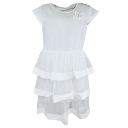 Îmbrăcăminte fete - Rochie eleganta cu maneca scurta pentru fete Mini Junior R290524-8, Alb