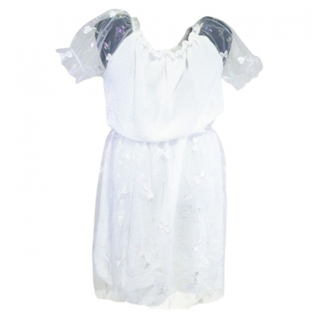 Rochie eleganta cu maneca scurta pentru fete Mini Junior R290524-10, Alb [1]