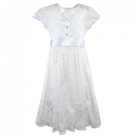 Îmbrăcăminte fete - Rochie eleganta cu maneca scurta pentru fete Mini Junior RE71231, Alb