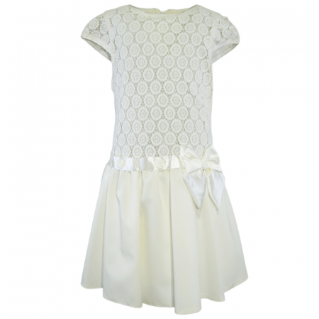 Îmbrăcăminte fete - Rochie eleganta cu maneca scurta pentru fete Sarum SR2574, Crem