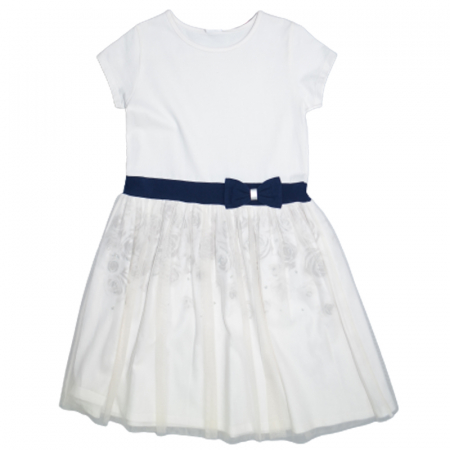 Îmbrăcăminte fete - Rochie eleganta cu maneca scurta pentru fete Atut 6691-A, Alb
