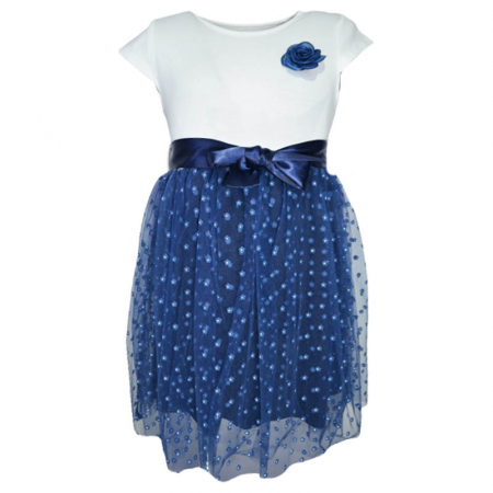 Rochite fete - Rochie eleganta cu maneca scurta pentru fete DR MODA 270323-5, Bleumarin