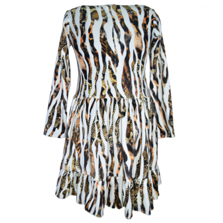 Rochie eleganta din catifea animal print cu maneca lunga pentru fete Catherine 071123-13, Multicolor [1]