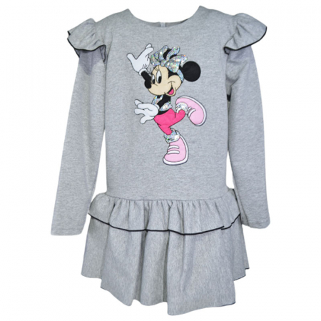 Rochite fete - Rochie cu maneca lunga pentru fete Minnie Mouse SNAKE 081123-4, Gri