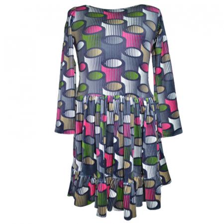 Îmbrăcăminte fete - Rochie eleganta din catifea cu maneca lunga pentru fete Catherine 071123-10, Multicolor