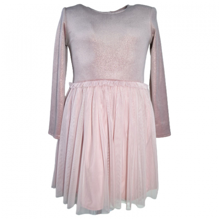 Îmbrăcăminte fete - Rochie eleganta cu maneca lunga si tulle pentru fete Madii 101123-3, Roz