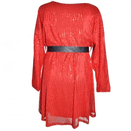 Rochie eleganta cu maneca lunga si paiete pentru fete New Collection 9292, Rosu [1]