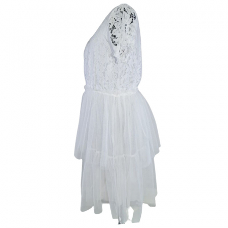 Rochie eleganta cu maneca scurta pentru fete Mini Junior R290524-13, Alb [3]