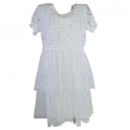 Rochie eleganta cu maneca scurta pentru fete Mini Junior R290524-13, Alb [1]
