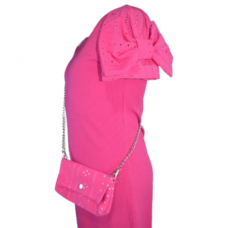 Set rochie eleganta cu maneca scurta si geanta pentru fete Mini Junior R290524-3, Fucsia [3]