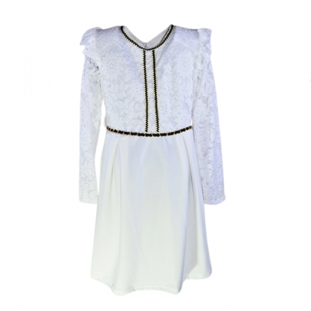 Îmbrăcăminte fete - Rochie eleganta pentru fete Mini Junior RCH-ELMJ1, Alb