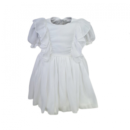 Botezul bebelusului - Rochie eleganta pentru fete Mini Junior RCHMJ-1, Alb