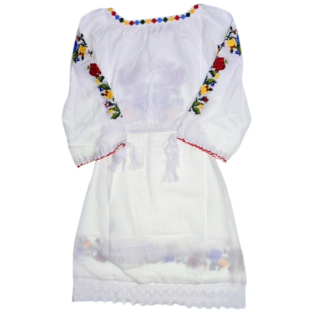 Rochie traditionala, cu maneca lunga, pentru fete, Mini Junior R1411-0, Alb [2]