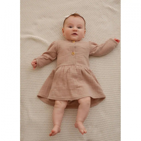 Rochita cu maneca lunga din muselina pentru fete Silky Koala 09-334, Maro [1]