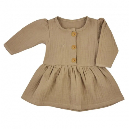 Îmbrăcăminte fete - Rochita cu maneca lunga din muselina pentru fete Silky Koala 09-334, Maro
