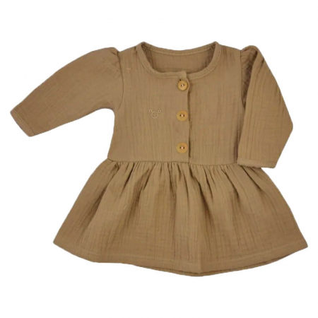 Îmbrăcăminte fete - Rochita cu maneca lunga din muselina pentru fete Silky Koala 09-333, Maro