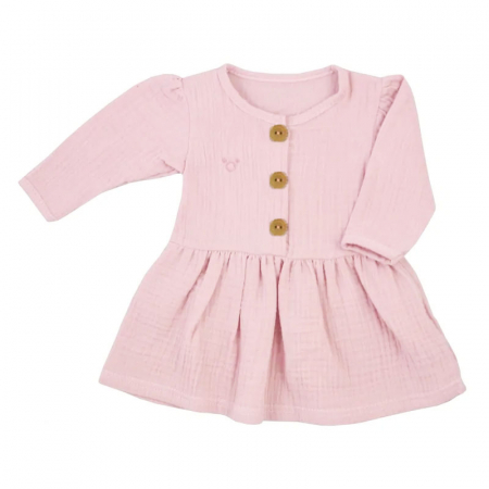 Îmbrăcăminte fete - Rochita cu maneca lunga din muselina pentru fete Silky Koala 10-590, Roz