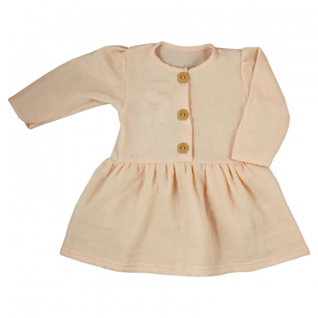 Îmbrăcăminte fete - Rochita cu maneca lunga din muselina pentru fete Silky Koala 10-596, Coral