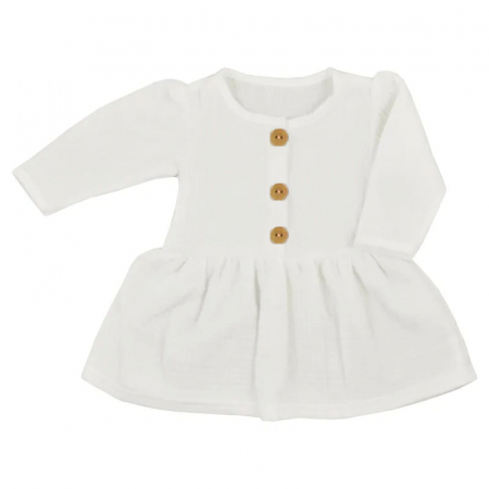Îmbrăcăminte fete - Rochita cu maneca lunga din muselina pentru fete Silky Koala 09-326, Alb