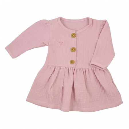 Îmbrăcăminte fete - Rochita cu maneca lunga din muselina pentru fete Silky Koala 09-322, Roz