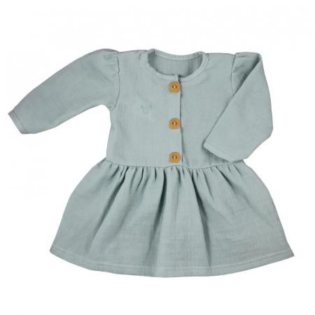 Îmbrăcăminte fete - Rochita cu maneca lunga din muselina pentru fete Silky Koala 10-584, Turcoaz