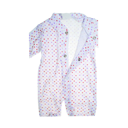 Salopeta cu buline, cu maneca lunga, pentru bebelusi, Mini Junior 1009BM2, Alb [1]