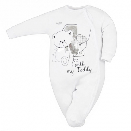Salopete bebelusi baieti - Salopeta cu maneca lunga pentru baieti Koala Teddy 3533, Alb