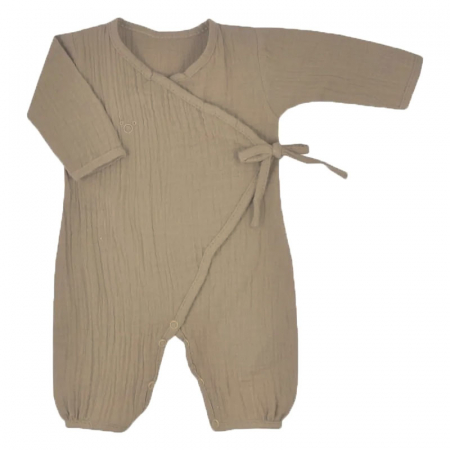 Salopete bebelusi baieti - Salopeta cu maneca lunga din muselina pentru baieti Silky Koala 09-318, Maro